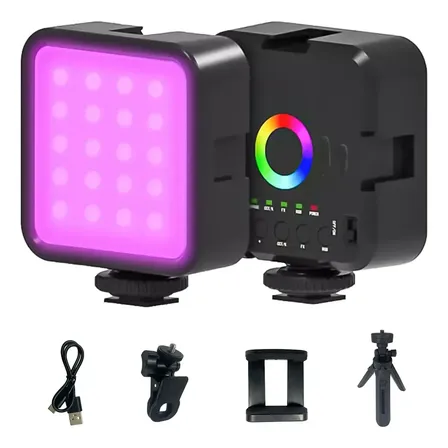 Iluminador Led Rgb Mini Luz Portátil Com Tripé E Clipe