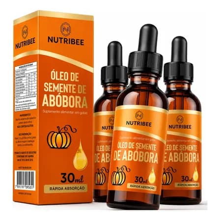 Kit 3x Óleo De Semente De Abóbora Em Gotas 100% Puro 3x30ml Sem Sabor