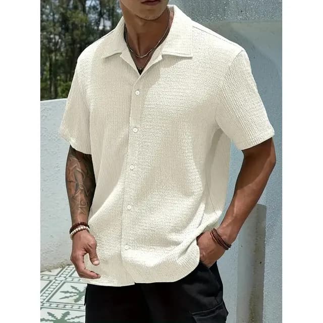 Camisa Casual Masculina Texturizada C/botões Old Money 01