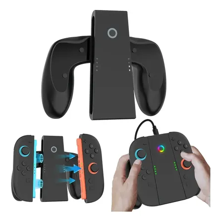 Gamepad Grip Carregador Controle Para Joy-con Switch 2 Preto