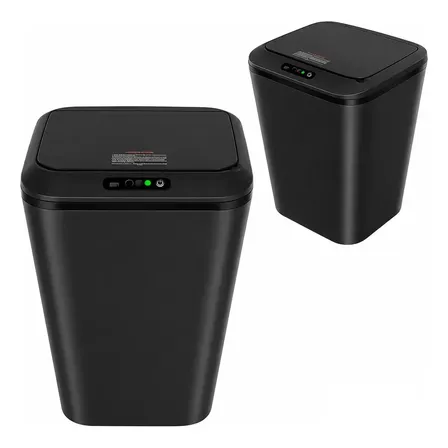 Lixeira 16l Sensor Infravermelho Lítio Usb-c Auto 3 Abertura Preto