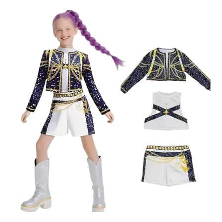 Fantasia Infantil Demon Hunters Kpop Rumi Zoey Mira 3-piece Set 120cm (5-6y)