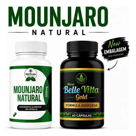 Mounjaro Natural New Belle Vitta Gold 60 Cáps Oficial Sem Sabor