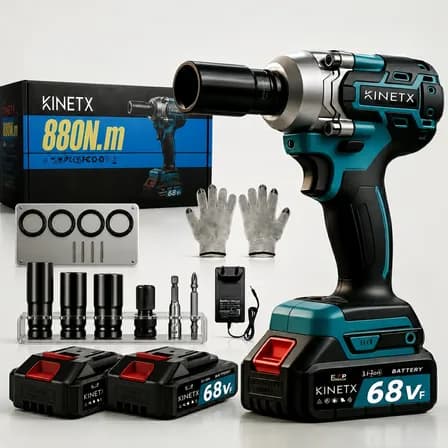 Chave De Impacto Kinetx 68vf Brushless 880nm 2 Baterias Kit Azul 127/220v 50hz/60hz