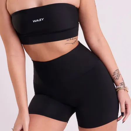 Conjunto Fitness Top Faixa + Shorts Feminino Para Academia