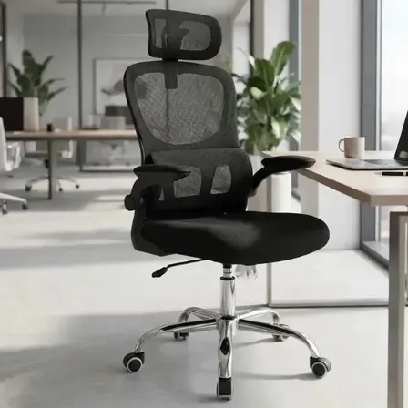 Cadeira Escritório Ergonômica Atlanta Preta Suporte Lombar Preto Espuma