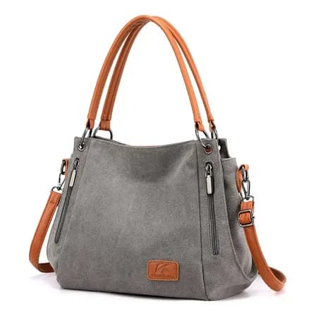 Bolsa Tiracolo Feminina Lona De Algodão E Couro Arte Retrô
