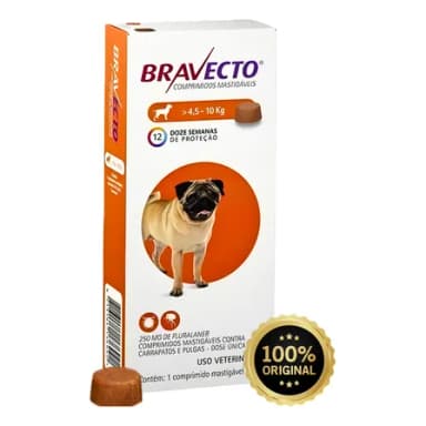 Bravecto 250mg Cães 4,5 A 10kg Antipulgas Original