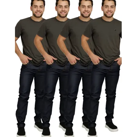 Calças Jeans Masculina Kit Com 4 Trabalho Elastano Lycra