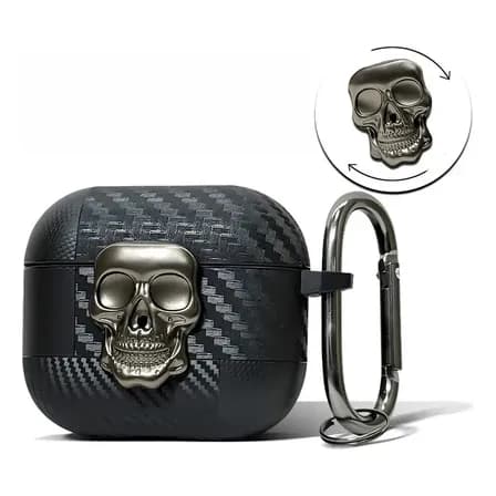 Capa Protetora Com Textura De Fibra Para AirPods 4 Pro3 Pro2 Preto AirPods Pro3