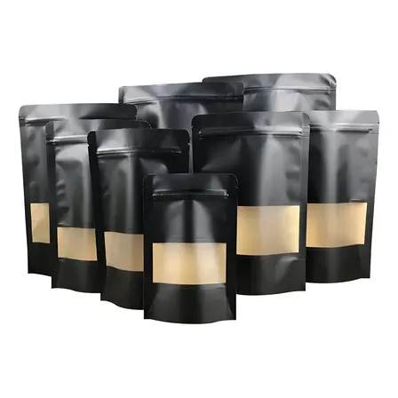 Saco Zip Lock Kraft Olly Pop Preto Com Visor 12x20cm 50un Stand Up Pouch