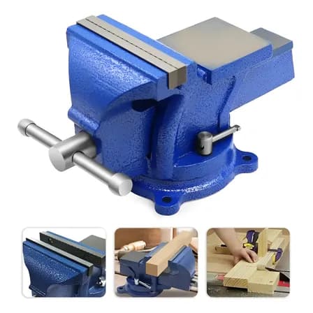 Morsa Torno De Bancada No5 125mm Com Base Giratória Bigorna Azul