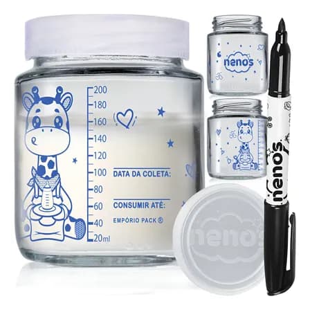 10 Potes Armazenar Leite Materno Ou Papinha, Graduação 200ml