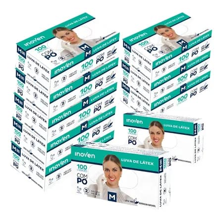 Luva Latex C/pó Kit Com 1000 Kit 10cx Natural M