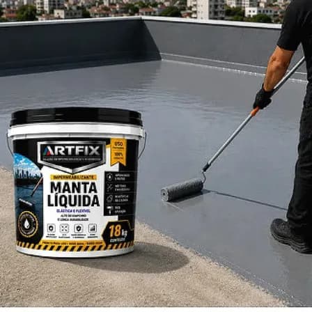 Manta Liquida Emborrachada 18 Kg P/ Área Externa Interna Cinza Acetinado