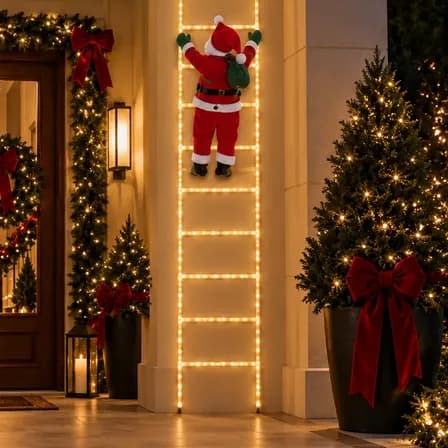 Escada Papai Noel Luminosa Led 12 Degraus Decoração Natal Estrela 127/220v