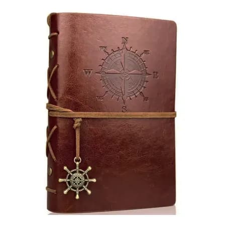 Caderno De Anotação Capa Couro Vintage Diário Kraft, 15x10cm Marrom-escuro
