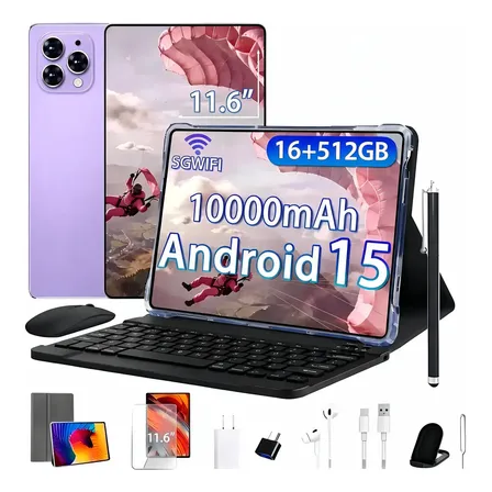 Tablet Android 15 4g 16gb 512gb Com Teclado Lilás Lilás