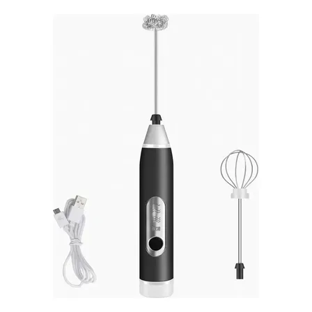 Mixer Turbo 3 X 1 Turbo Inox Misturador Recarregavel Usb Preto 5v Alta Potência Bateria Longa Duração