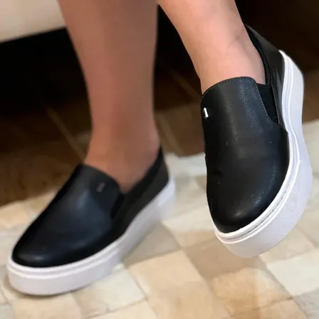 Slip On Santa Lolla Na Cor Pu Pele Preto - 01ac