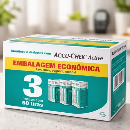150 Tiras Accu-Chek Active Para Controle e Medição de Glicemia, Glicose e Diabetes