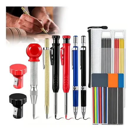 Kit49 Lápis De Carpinteiro Metal Para Marcador Com Apontador Lápis De Carpinteiro Para Marcenaria Pedreiro Construção Ferramentas Marcador