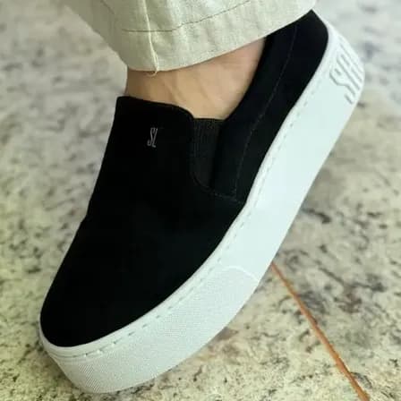 Slip On Santa Lolla Flatform Plataforma Suede Preto