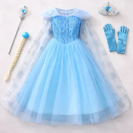 Fantasia Infantil Frozen Vestido Elsa Luxo + Kit Acessórios
