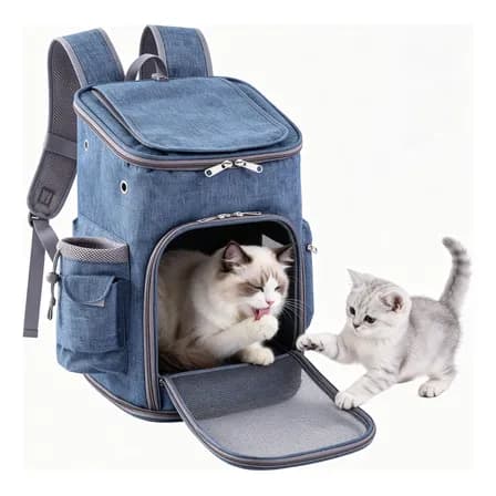 Bolsa De Transporte Mochila Pra Cachorros Pet Viagem Passeio Azul-aço P