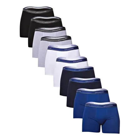Kit 10 Cuecas Boxer Lupo Masculino Algodao Cinza/preto/branco/azul Marinho/azul Liso Gg
