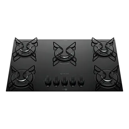 Cooktop 5 Bocas A Gás Atlas Agile Up Mega Chama Preto