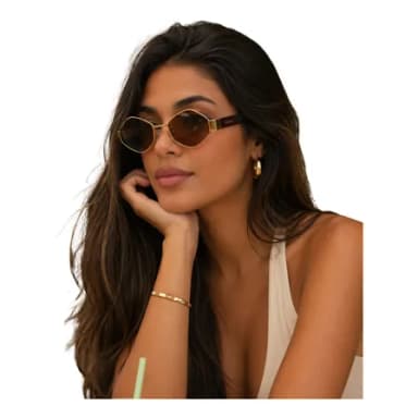 Óculos De Sol Feminino Uv400 Milano Premium Hexagonal Club Milano Marrom