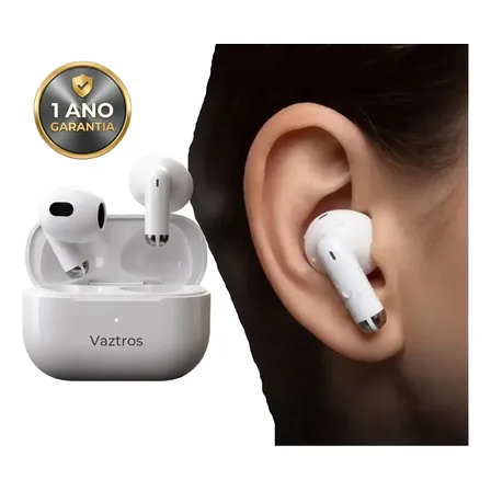 Fone Bluetooth Estéreo Anti Ruído Vaztros Premium Branco