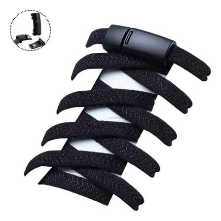 Fecho Magnético + Cadarço Cordão Elastico Para Tênis + Cores Preto