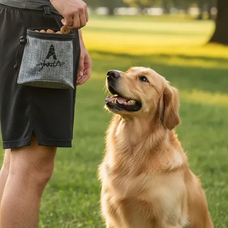 Petisqueira Bolsa De Cintura Porta Petisco Adestramento Cães Cinza