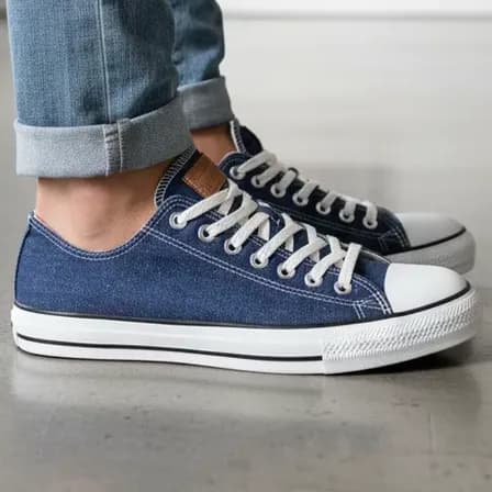 Chuck Taylor All Star Denim Cano Baixo Converse Azul Escuro/bege Mel/amendoa Liso 37 Br