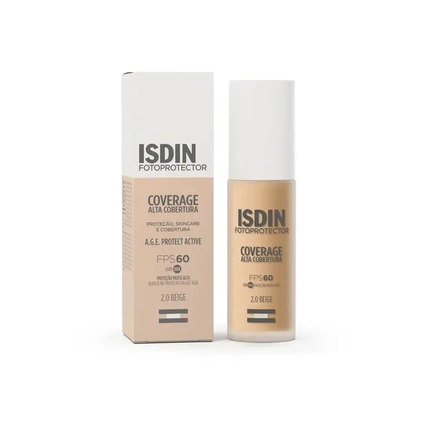 Protetor Solar Facial de Alta Cobertura ISDIN COVERAGE - 2.0 BEIGE - FPS 60 - 30g