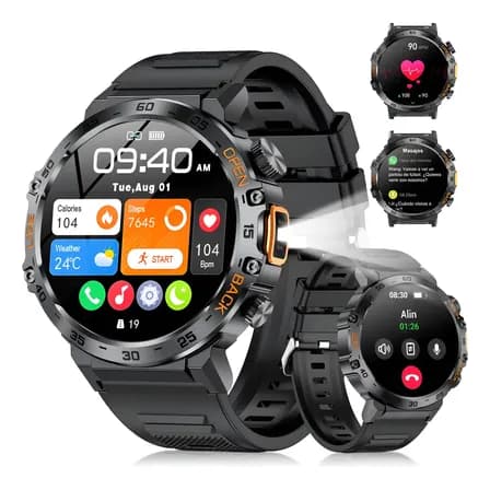 Relógio Inteligente Homem Smartwatch Esporte Tátic Com Luz Preto Pulseira De Silicone