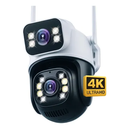 Câmera Segurança Ip Externa Wifi A28 App Icsee À Prova Dágua Ip66 Dome Lente Dupla Lentes 2 Em 1 Vigilancia Visão Noturna Infravermelho 4k Uhd Nova Geração Lançamento 2026 Nexgen