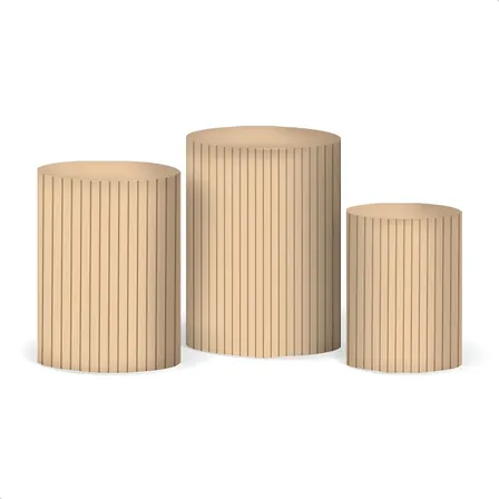 Trio Capa Cilindro 3d Festa Sublimado Veste Fácil C/elástico Ripado Bege