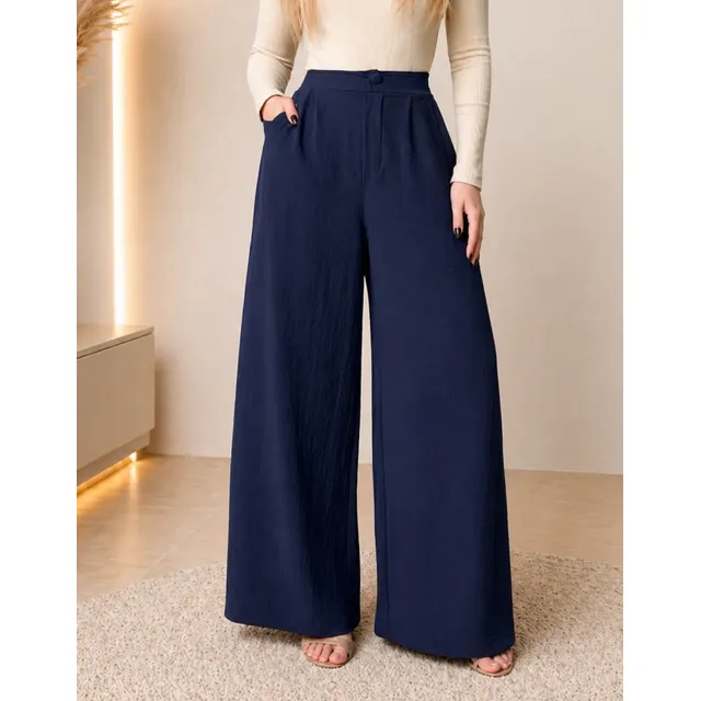 Calça Pantalona Wide Leg Feminina Calça Duna Elegante Casual