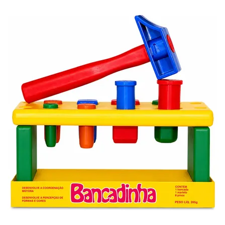 Brinquedo Educativo Para Bebês Bancadinha Com Martelinho Multicolorido
