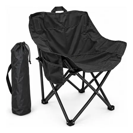 Cadeira Dobrável Resistente 110kg Ideal Camping Pesca Praia Preto