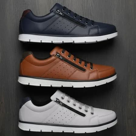 Kit 3 Sapatênis Casual Masculino Elástico E Zíper Lateral