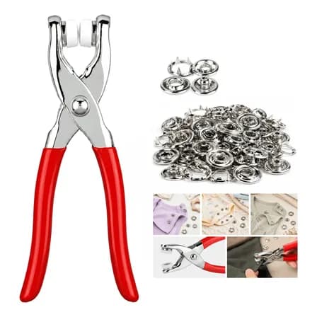 Alicate Pregar Botao De Pressao Metal Tic Tac Roupa De Bebe Vermelho