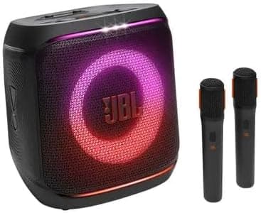 JBL, Caixa de Som, PartyBox Encore Essential 2 Mic, Show de Luzes, Bluetooth, Portátil, Resistente a Respingos, Bateria de até 15H, Pro Sound, AI Boost, 100 W RMS