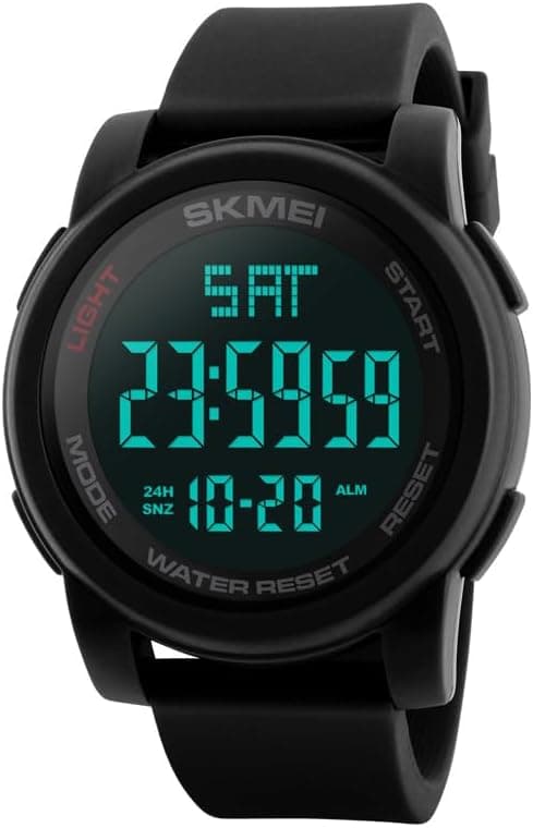 Relógio Digital Masculino Esportivo, Resistente à Água 50M, Display LCD Clara, Pulseira de Silicone Premium Macia, Multifuncional (Cronômetro/Alarme), Leve para Academia e Corrida Eletrônic