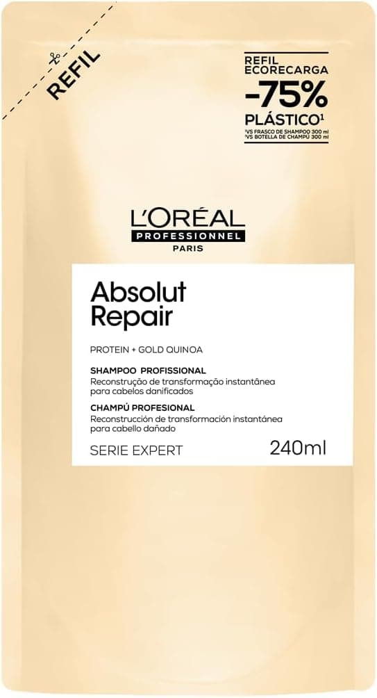 L’Oréal Professionnel | Absolut Repair Shampoo Refil | Com Proteína e Quinoa Dourada para cabelos danificados e secos | SERIE EXPERT