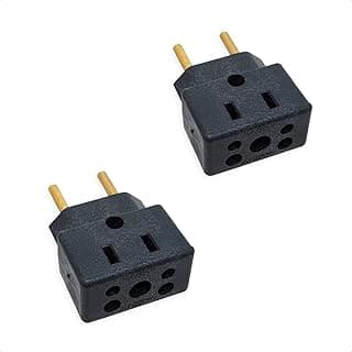 KIT 2 Adaptador De Tomada Universal Em Porcelana Preto 3 Pinos Benjamin 10A/20A Para 2 e 3 Pinos Bivolt 110V/220V Pino Gro...