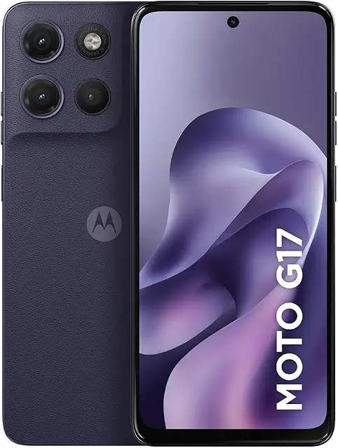 Smartphone Motorola Moto G17 4G - 128GB 12GB (4GB RAM + 8GB RAM Boost) camera 50MP Sony Lytia 600, tela FHD+ 60hz, bateria 5200 mAh - Roxo